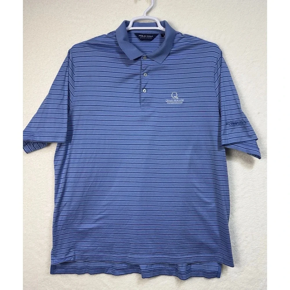 Polo Golf Ralph Lauren Shirt Mens Sz XL Blue Stripe Pima Cotton‎ Short Sleeve